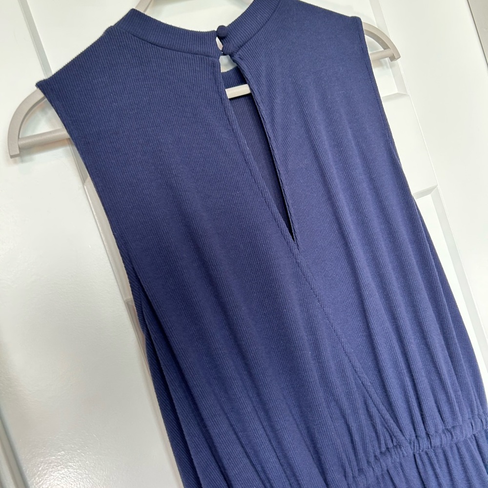 Torrid Navy Ribbed Mock Neck Drawing Jumpsuit - Picture 6 of 10
